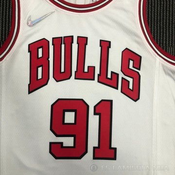 Camiseta Dennis Rodman NO 91 Chicago Bulls Association 2021 Blanco