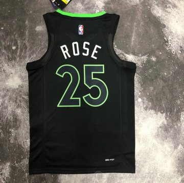 Camiseta Derrick Rose #25 Minnesota Timberwolves Statement 2022-23 Negro