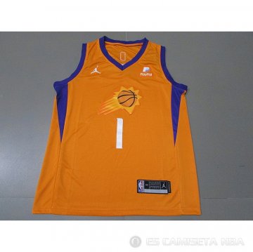 Camiseta Devin Booker NO 1 Phoenix Suns Statement 2021 Naranja