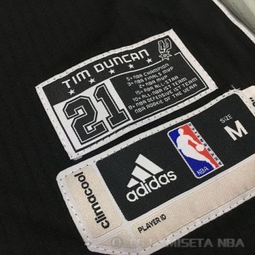 Camiseta Duncan #21 San Antonio Spurs Autentico Negro