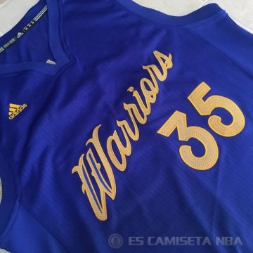 Camiseta Durant #35 Golden State Warriors Autentico Navidad 2016-17 Azul