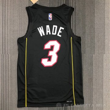 Camiseta Dwyane Wade NO 3 Miami Heat Ciudad 2021-22 Negro