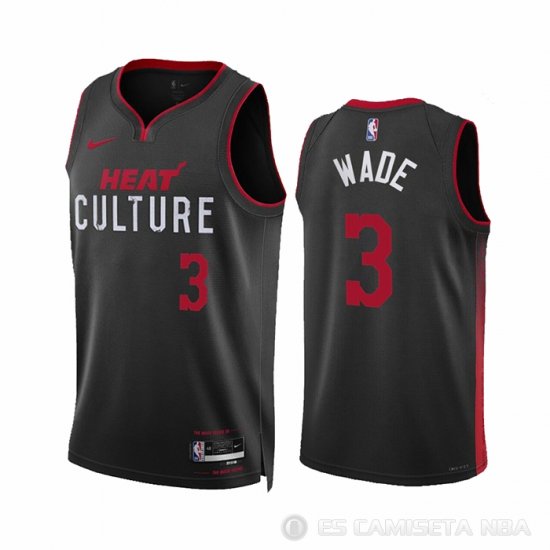 Camiseta Dwyane Wade #3 Miami Heat Ciudad 2023-24 Negro - Haga un click en la imagen para cerrar