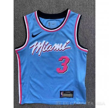 Camiseta Dwyane Wade #3 Miami Heat Nino Ciudad Azul