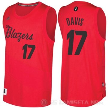 Camiseta Ed Davis #17 Portland Trail Blazers Navidad 2016 Rojo