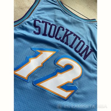 Camiseta John Stockton #12 Utah Jazz Mitchell & Ness 1996-97 Azul