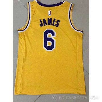 Camiseta LeBron James NO 6 Los Angeles Lakers Icon 2021-22 Amarillo