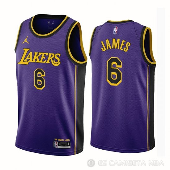 Camiseta LeBron James #6 Los Angeles Lakers Statement 2022-23 Violeta - Haga un click en la imagen para cerrar