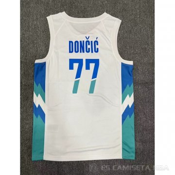 Camiseta Luka Doncic #77 Slovenia Primera Blanco