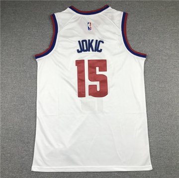 Camiseta Nikola Jokic NO 15 Denver Nuggets Earned 2020-21 Blanco