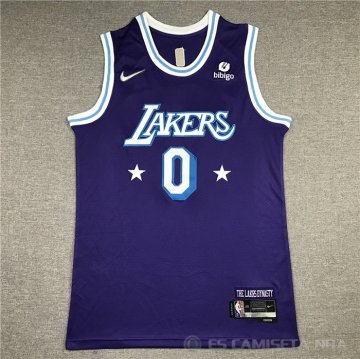 Camiseta Russell Westbrook NO 0 Los Angeles Lakers Ciudad Edition 2021-22 Violeta
