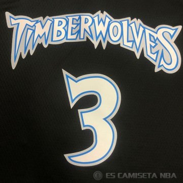 Camiseta Stephen Marbury NO 3 Minnesota Timberwolves Classic Negro