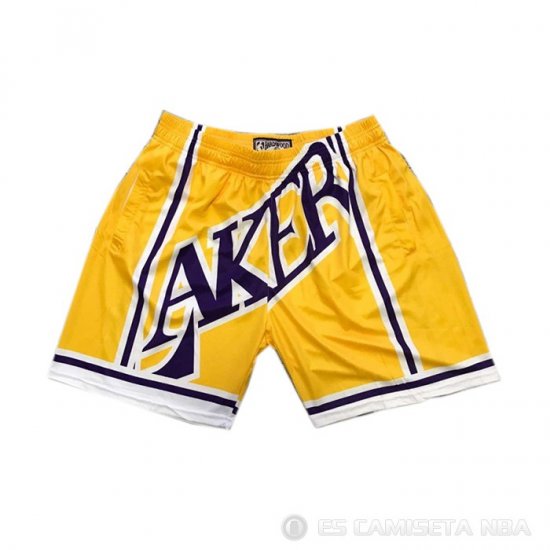 Pantalone Los Angeles Lakers Mitchell & Ness Big Face Amarillo - Haga un click en la imagen para cerrar