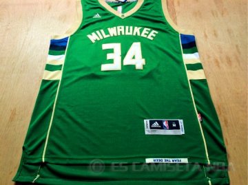 Camiseta Antetokounmpo #34 Milwaukee Bucks Verde Rev30