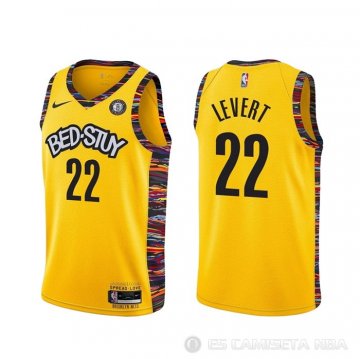 Camiseta Caris Levert NO 22 Brooklyn Nets Ciudad 2020-21 Amarillo