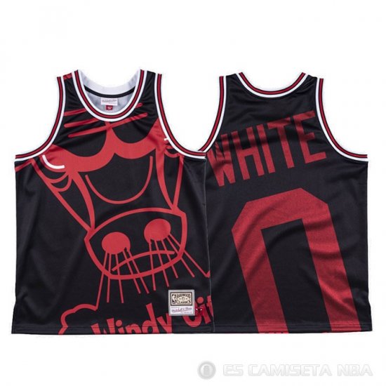 Camiseta Coby White #0 Chicago Bulls Mitchell & Ness Big Face Negro - Haga un click en la imagen para cerrar