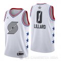 Camiseta Damian Lillard #0 All Star 2019 Portland Trail Blazers Blanco