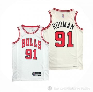 Camiseta Dennis Rodman NO 91 Chicago Bulls Association 2021 Blanco