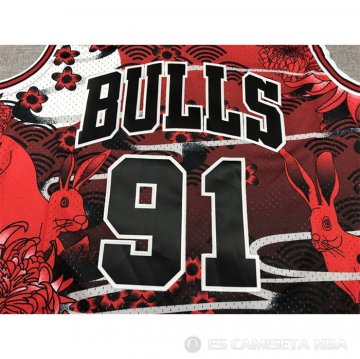 Camiseta Dennis Rodman #91 Chicago Bulls Mitchell & Ness Lunar New Year Rojo