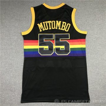 Camiseta Dikembe Mutombo NO 55 Denver Nuggets Mitchell & Ness 1991-92 Negro