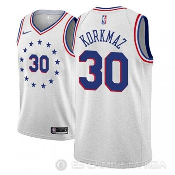 Camiseta Furkan Korkmaz #30 Philadelphia 76ers Earned 2018-19 Gris