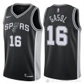 Camiseta Gasol #16 San Antonio Spurs Autentico 2017-18 Negro