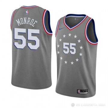 Camiseta Greg Monroe #55 Philadelphia 76ers Ciudad 2018-19 Gris