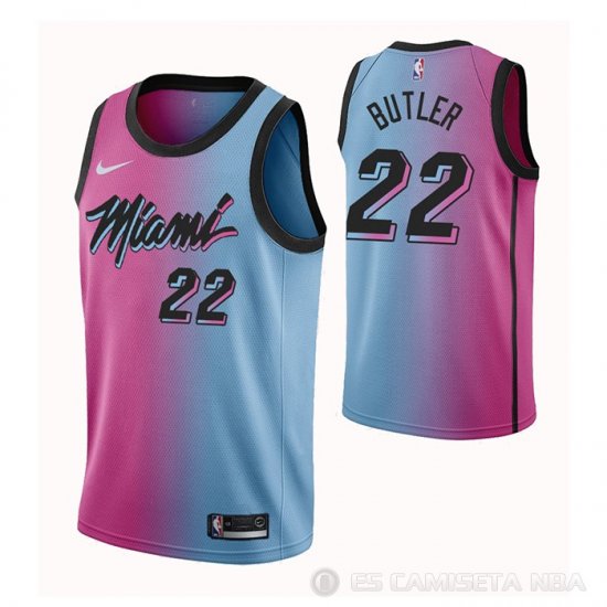 Camiseta Jimmy Butler NO 22 Miami Heat Ciudad 2020-21 Azul Rosa - Haga un click en la imagen para cerrar