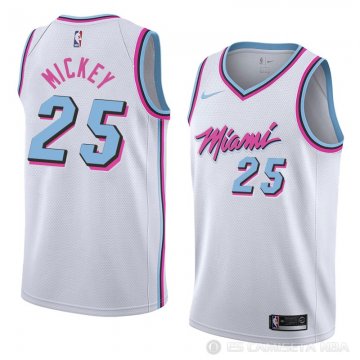 Camiseta Jordan Mickey #25 Miami Heat Ciudad 2018 Blanco