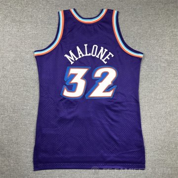 Camiseta Karl Malone #32 Utah Jazz Nino Mitchell & Ness 1996-97 Violeta