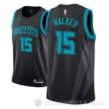 Camiseta Kemba Walker #15 Charlotte Hornets Ciudad 2018-19 Negro