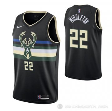 Camiseta Khris Middleton NO 22 Milwaukee Bucks Statement 2020 Negro