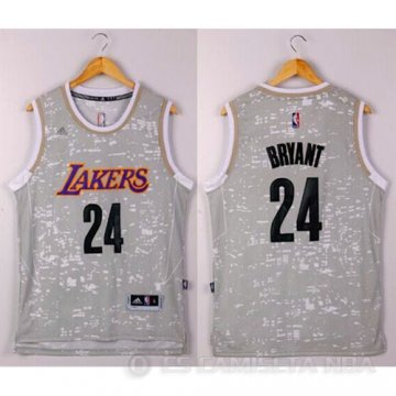 Camiseta Lakers Bryant #24 Luces de la ciudad Gris