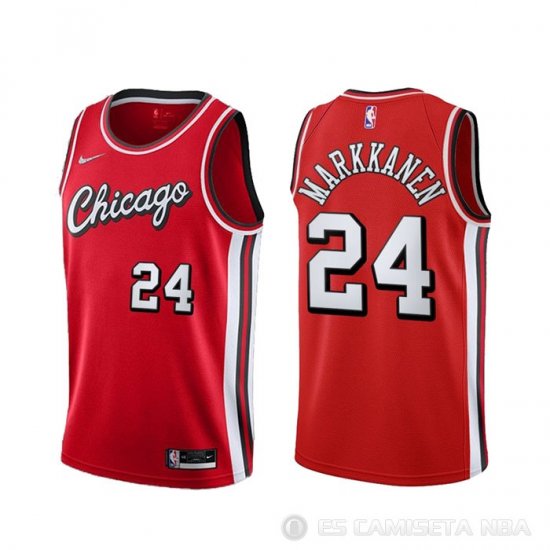 Camiseta Lauri Markkanene NO 24 Chicago Bulls Ciudad 2021-22 Rojo - Haga un click en la imagen para cerrar