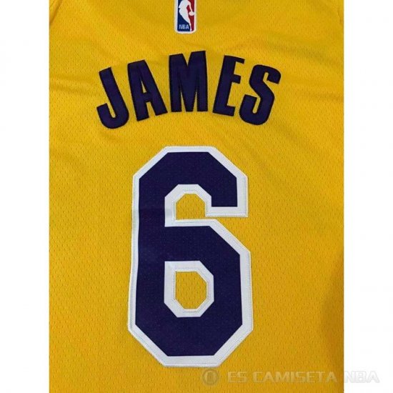 Camiseta LeBron James NO 6 Los Angeles Lakers Icon 2021-22 Amarillo - Haga un click en la imagen para cerrar