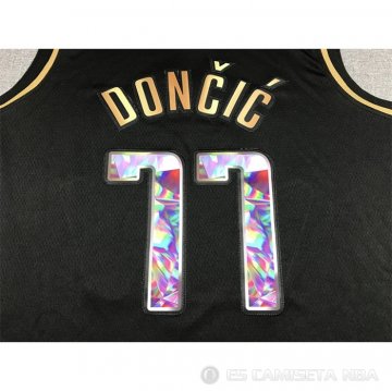 Camiseta Luka Doncic #77 Golden Edition Dallas Mavericks 2021-22 Negro