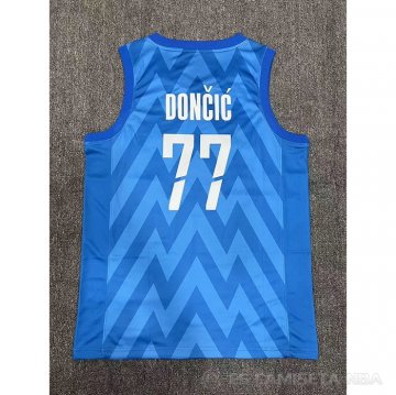 Camiseta Luka Doncic #77 Slovenia Segunda Azul