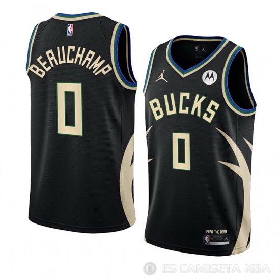 Camiseta Marjon Beauchamp #0 Milwaukee Bucks Statement 2022-23 Negro - Haga un click en la imagen para cerrar