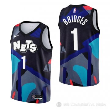 Camiseta Mikal Bridges #1 Brooklyn Nets Ciudad 2023-24 Negro