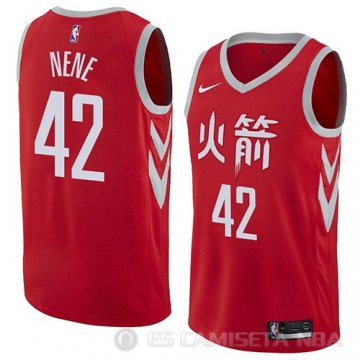 Camiseta Nene #42 Houston Rockets Ciudad 2018 Rojo