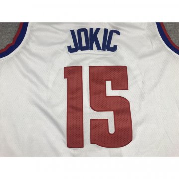 Camiseta Nikola Jokic NO 15 Denver Nuggets Earned 2020-21 Blanco