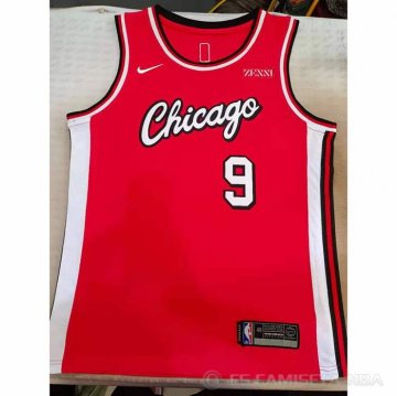 Camiseta Nikola Vucevic NO 9 Chicago Bulls Ciudad 2021-22 Rojo