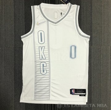 Camiseta Russell Westbrook #0 Oklahoma City Thunder Ciudad 2021-22 Blanco