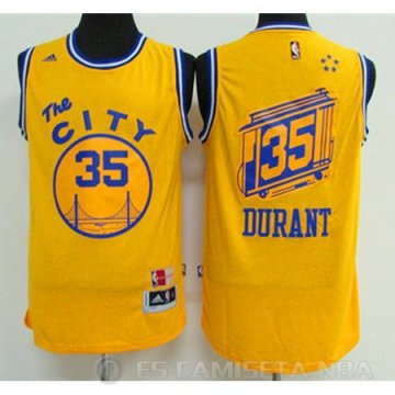 Camiseta Durant Warriors #35 Ciudad de Edicion Amarillo