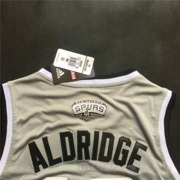Camiseta Aldridge#12 San Antonio Spurs Gris
