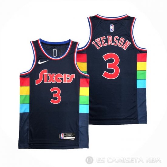 Camiseta Allen Iverson NO 3 Philadelphia 76ers Ciudad 2021-22 Azul - Haga un click en la imagen para cerrar