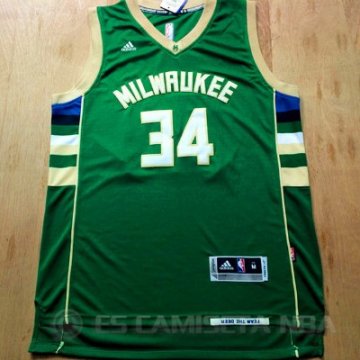 Camiseta Antetokounmpo #34 Milwaukee Bucks Verde Rev30