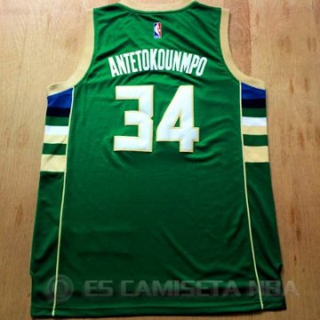 Camiseta Antetokounmpo #34 Milwaukee Bucks Verde Rev30