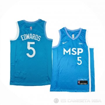 Camiseta Anthony Edwards #5 Minnesota Timberwolves Ciudad 2024 Azul