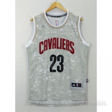 Camiseta Cavaliers James #23 Luces de la ciudad Gris